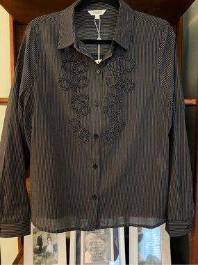 Women's Striped Button-Up Shirt Jacket